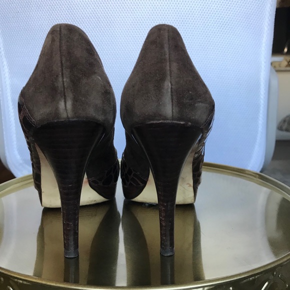 Marc Fisher Brown Peep Toe Platform Pumps - Picture 4 of 7